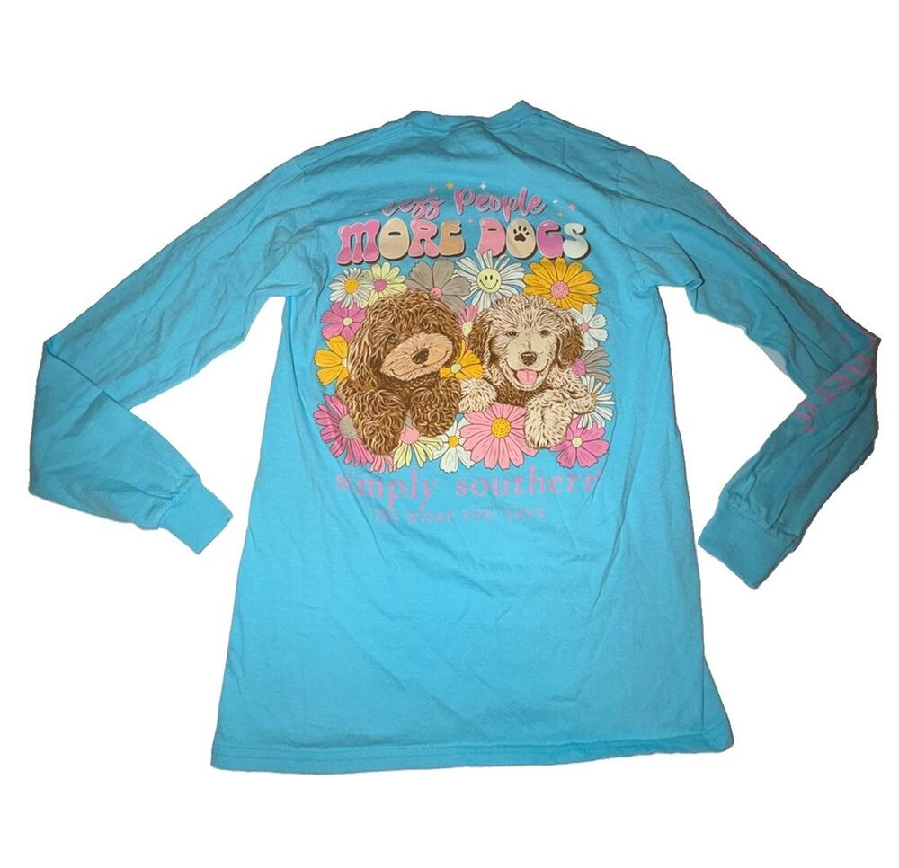 Simply Southern Women’s Long Sleeve Dog Cotton Tee Shirt Top Small